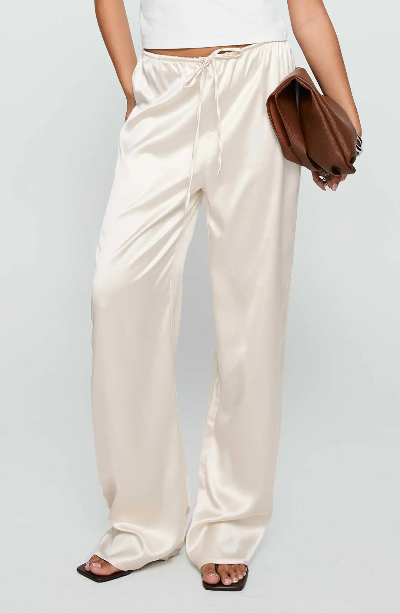 Princess Polly Soul Star Satin Drawstring Wide Leg Pants (Women) | Nordstrom | Nordstrom