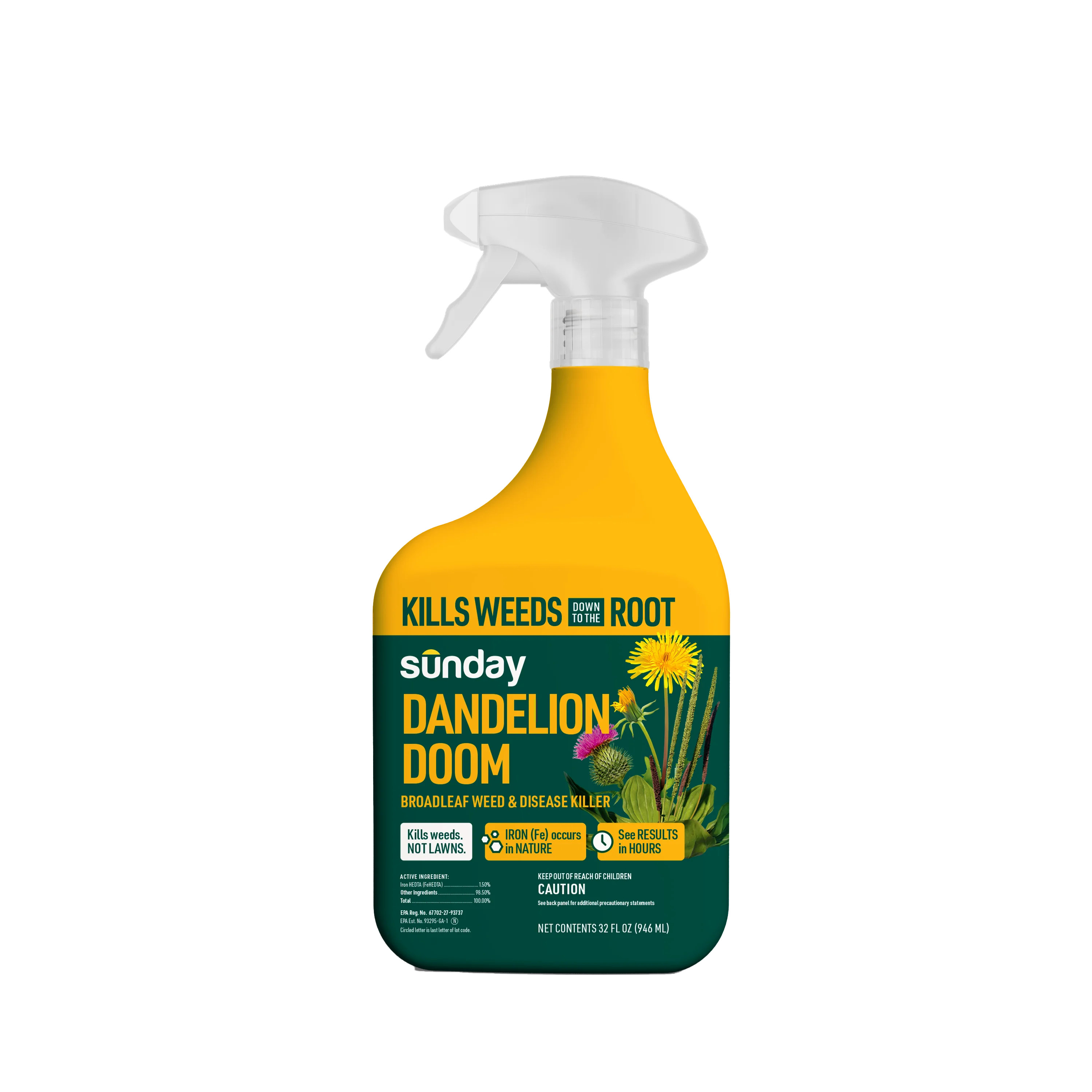 Sunday Dandelion Doom Broadleaf Herbicide Spot Treatment, 32 fl oz, Lawn Safe Weed Killer | Walmart (US)