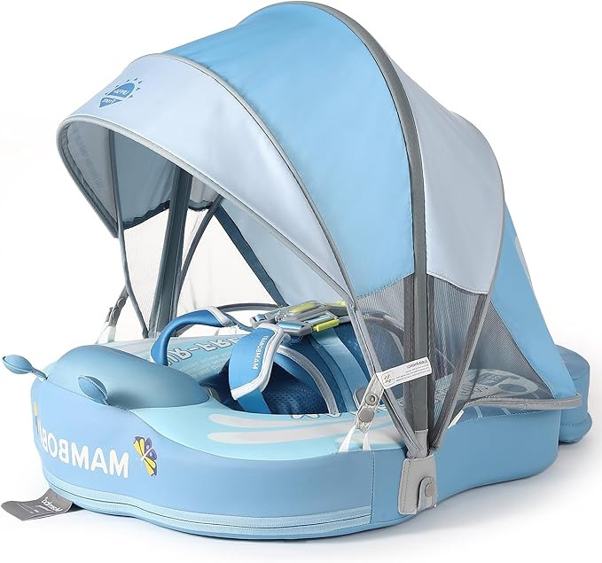 Mambobaby Float Add Tail Baby Swim Float with Canopy Solid Pool Infant Swim Trainer Swimming Trai... | Amazon (US)