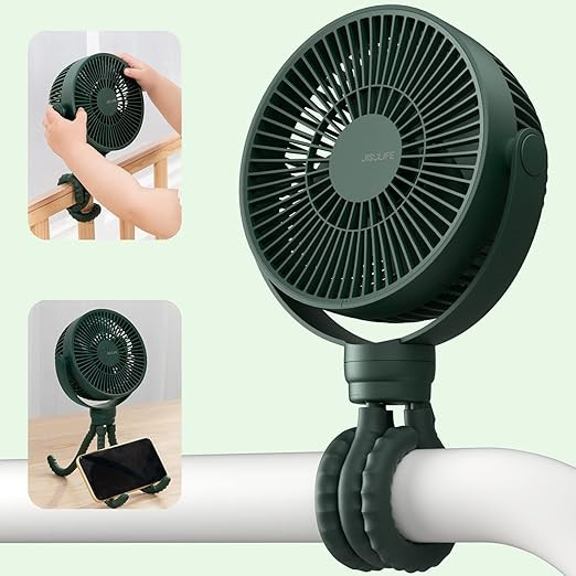 JISULIFE Stroller Fan, Baby Fan 4000mAh Battery Operated with 4 Speeds, Rechargeable 720°Rotatab... | Amazon (US)