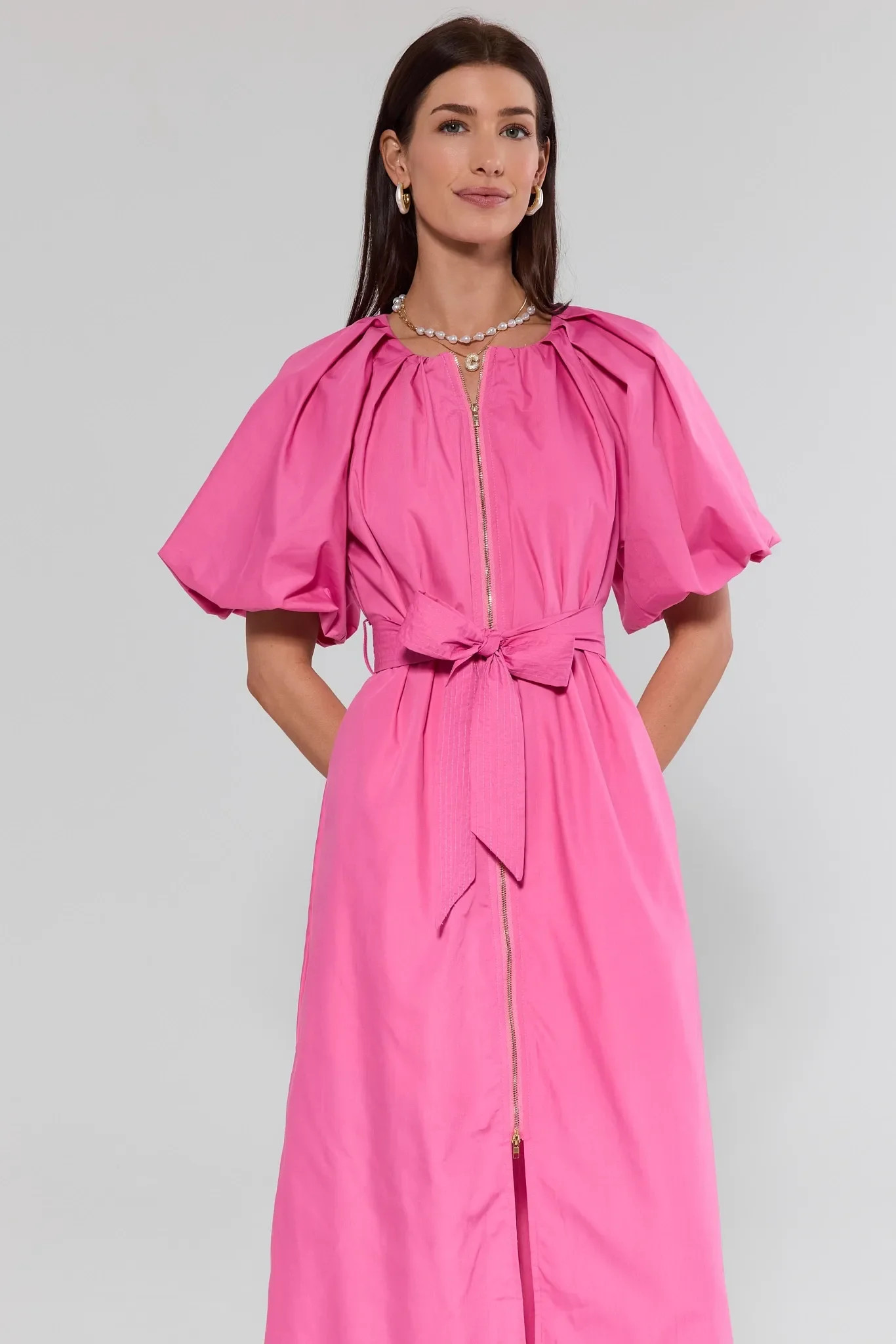 Meadow Pink Belted Midi Dress | Avara