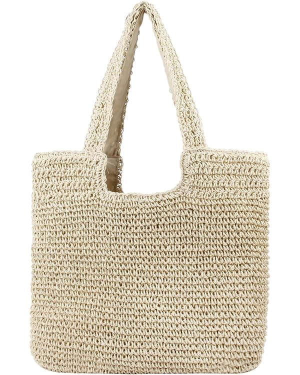Freie Liebe Straw Beach Bag for Women Summer Woven Tote Bag Shoulder Handbags | Amazon (US)