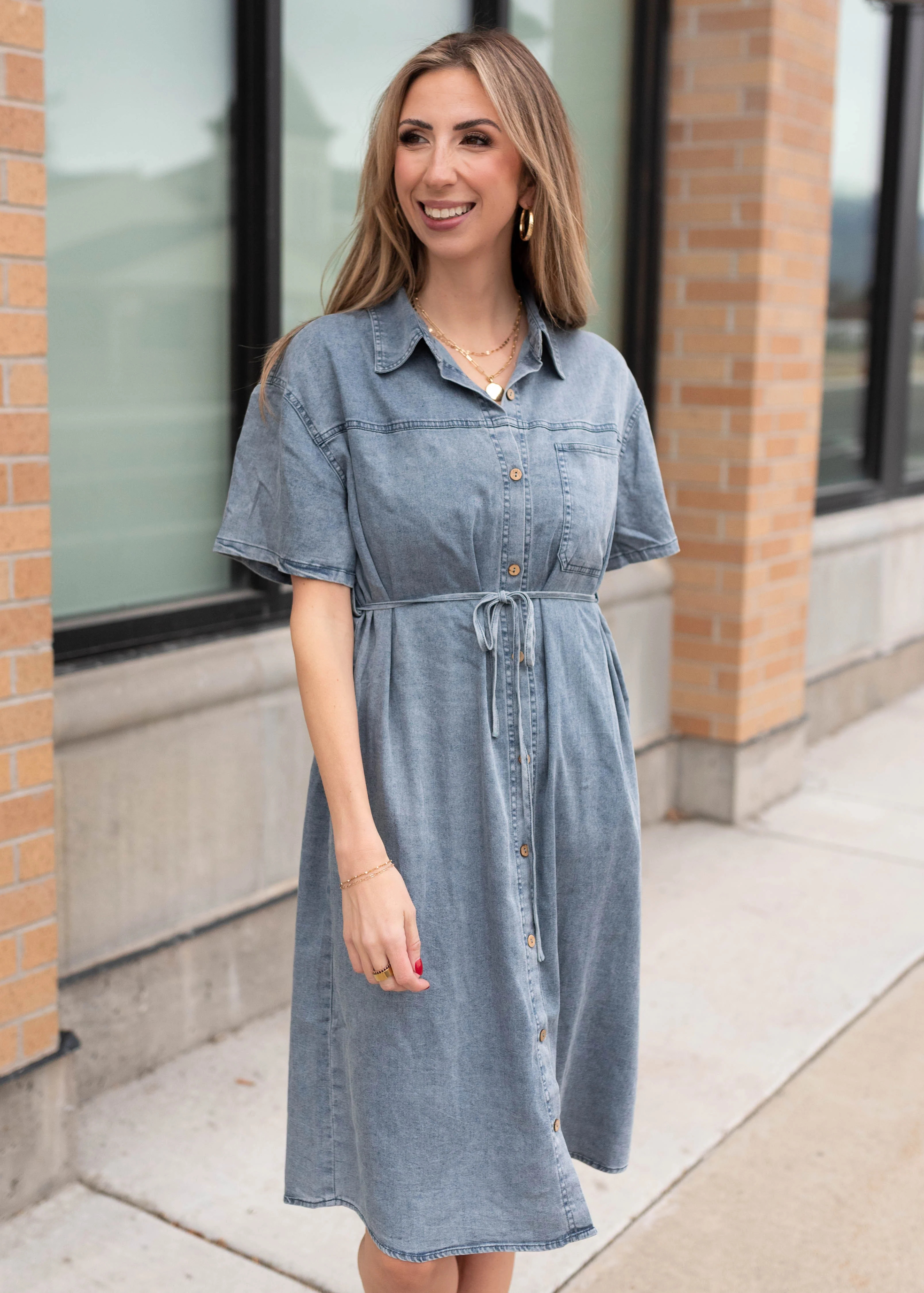 Kennedy Denim Button Up Dress | My Sister's Closet Boutique