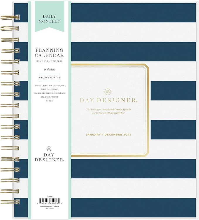 Day Designer for Blue Sky 2023 Daily and Monthly Planner, 8" x 10", Frosted Cover, Wirebound, Nav... | Amazon (US)