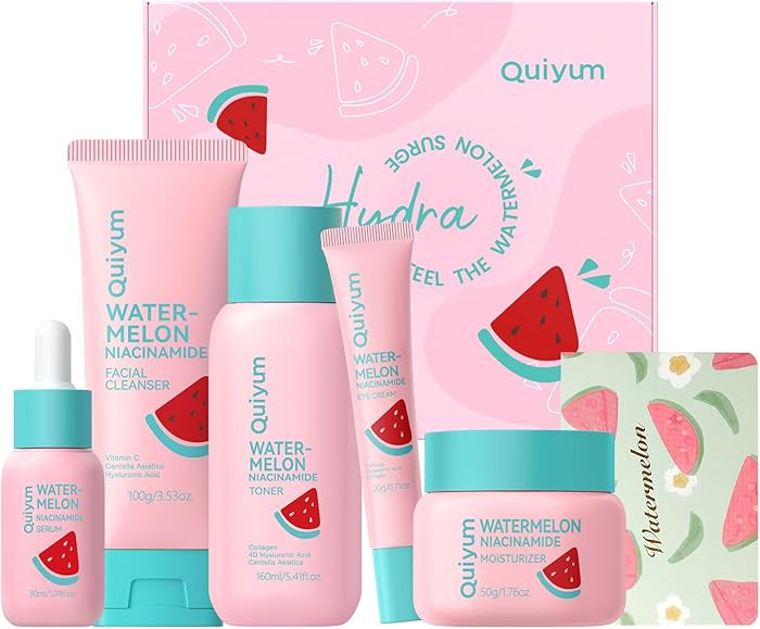 QUIYUM Watermelon Niacinamide Skin Care Set, Routine Beauty Skin Care for Teens- Gift Set with Cl... | Amazon (US)