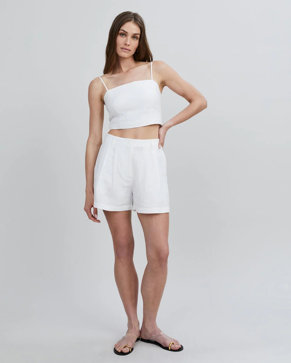 The Oceane Linen Short in Optic White | Solid & Striped