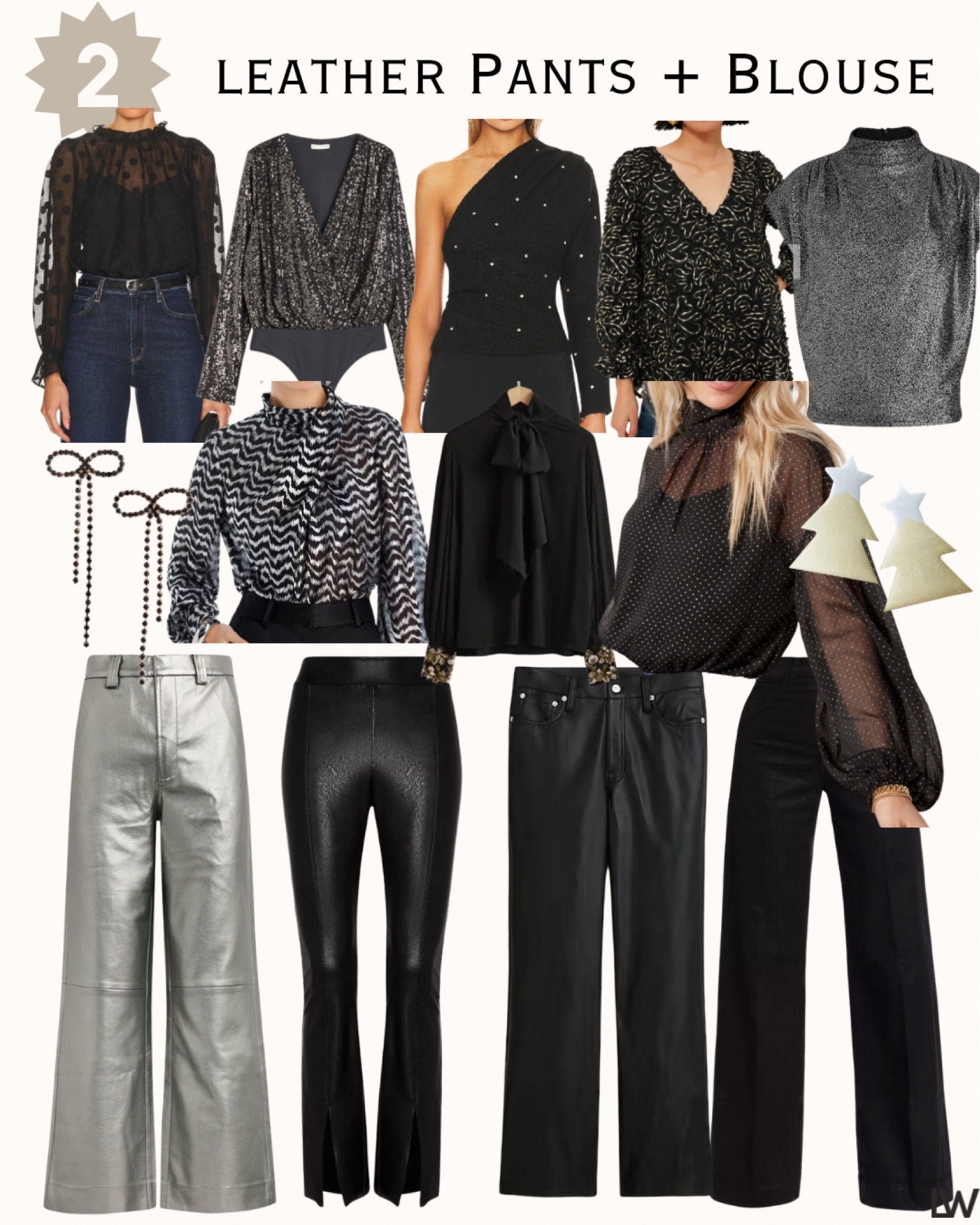 Holiday Uniform Ideas! Leather pants + blouse combo. Always a pulled together and fun look 🎄✨

#LTKstyletip #LTKHoliday #LTKparties