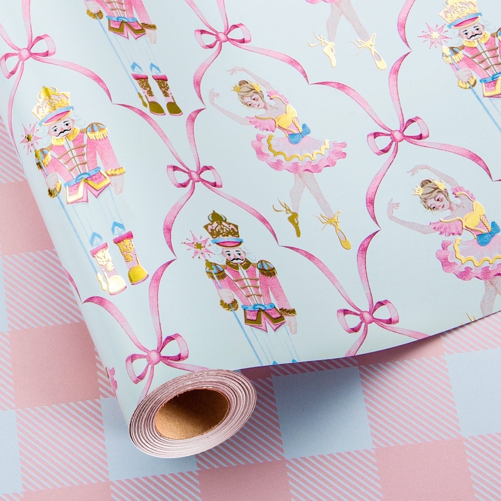 HOMERAL Christmas Wrapping Paper Roll - Pink and White Gift Wrap with Nutcracker, Dancing Girl, B... | Walmart (US)