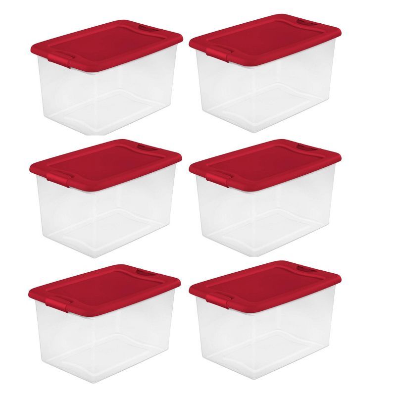 Sterilite 64 Qt. Clear Plastic Latching Lid Storage Bin Container Tote, 6 Pack | Target