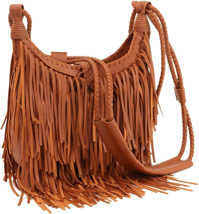 Vintage Fringe Hobo Bag for Women Black Fringe Purse Fringe Satchel Tassel Bag Fringe Shoulder Ba... | Amazon (US)