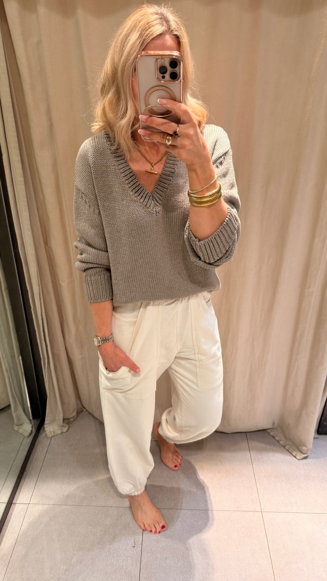 An easy way to elevate a jogging set ✨

Jogging bottoms don’t have to be just for lounging around the house. One of the easiest tricks is simply swapping the hoodie for a more classic piece, a nice v-neck jumper, a wool coat, or a structured jacket.

That one change instantly makes the outfit feel more put-together, which means you can comfortably wear it out and about - whether you’re popping to the shops, travelling through the airport, or grabbing a coffee.

One small detail to remember: if you’re wearing trainers with your joggers, roll the bottom up slightly so you can see a bit of ankle. Showing that little bit of skin helps break up the outfit and keeps the silhouette looking nicely balanced.
It’s a small tweak, but it makes a big difference.

#LTKspring #LTKuk #LTKstyletip