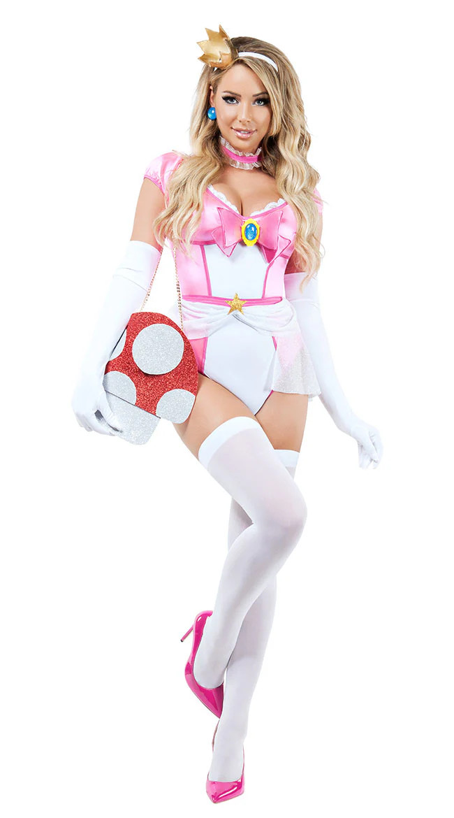 Mushroom Damsel Costume, Video Game Pink Princess Costume - Yandy.com | Yandy