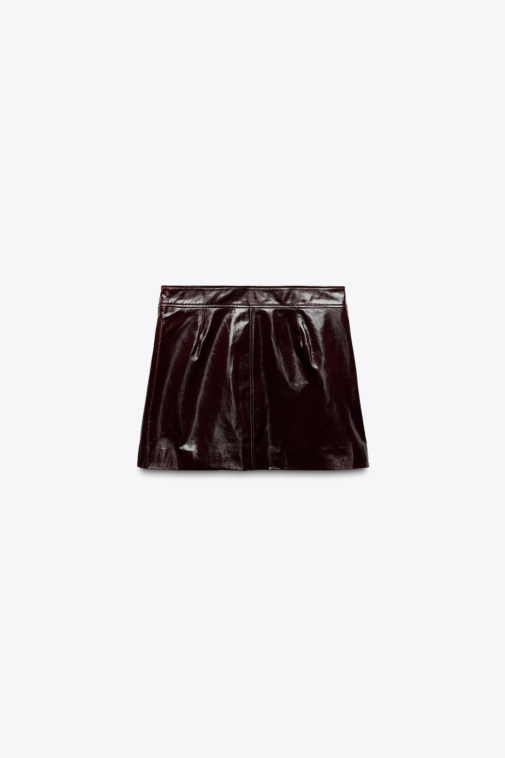 100% LEATHER SHORT SKIRT ZW COLLECTION | Zara US