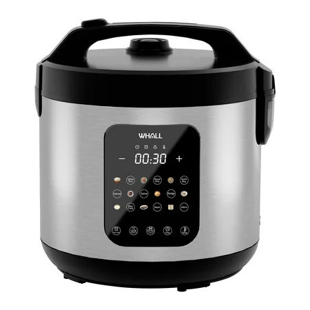 WHALL Digital Rice Cooker – 10-Cup Uncooked / 20-Cup Cooked Capacity, Multi-Function Steamer, Slow Cooker, Oatmeal Setting, Auto Keep Warm Feature, 5 Qt, Stainless Steel New | Walmart (US)