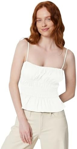 Amazon Essentials Women's Regular-Fit Smocked Cotton Stretch Poplin Tank | Amazon (US)