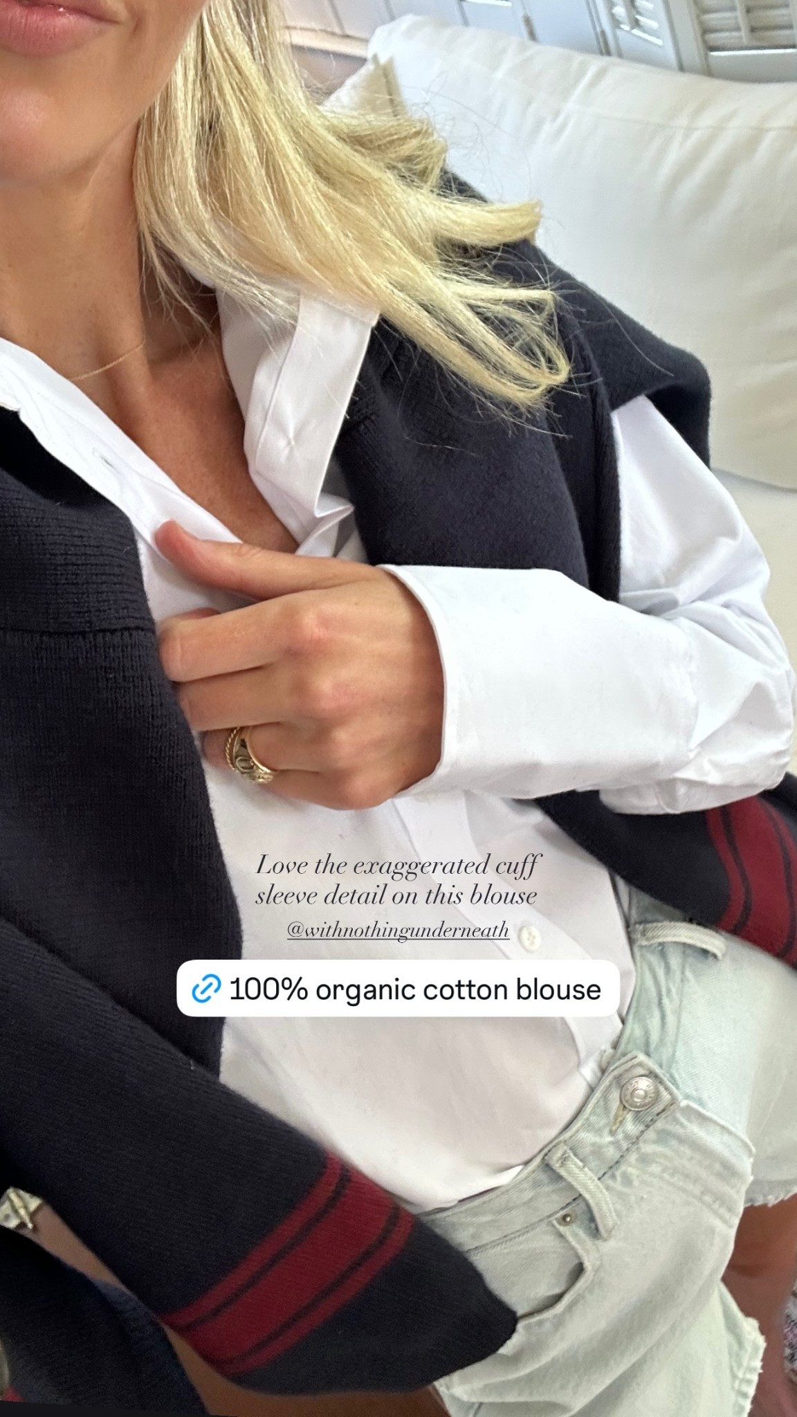 Love the exaggerated cuff sleeve detail on this blouse  @withnothingunderneath