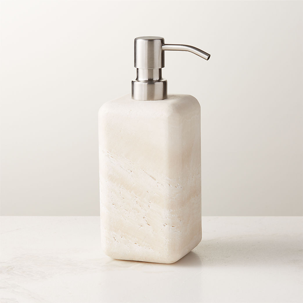 Pierce Travertine Soap Pump + Reviews | CB2 | CB2
