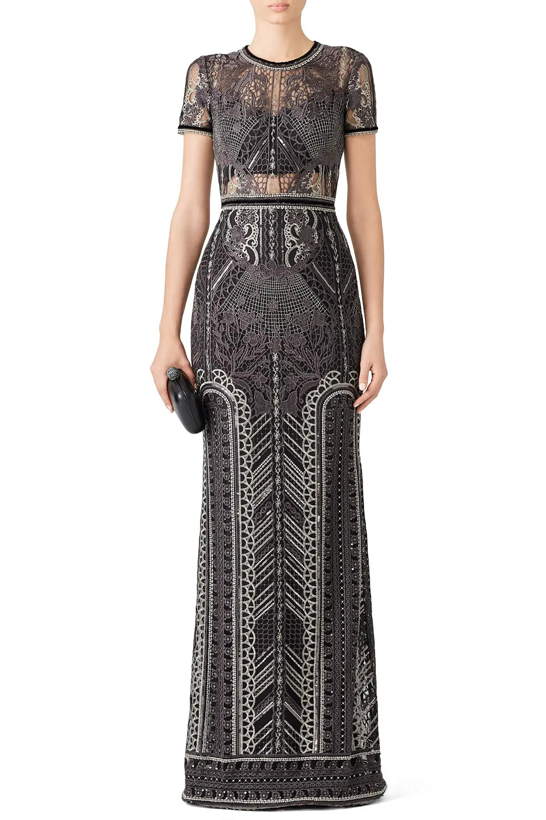 Silver Embroidered Gown | Rent the Runway