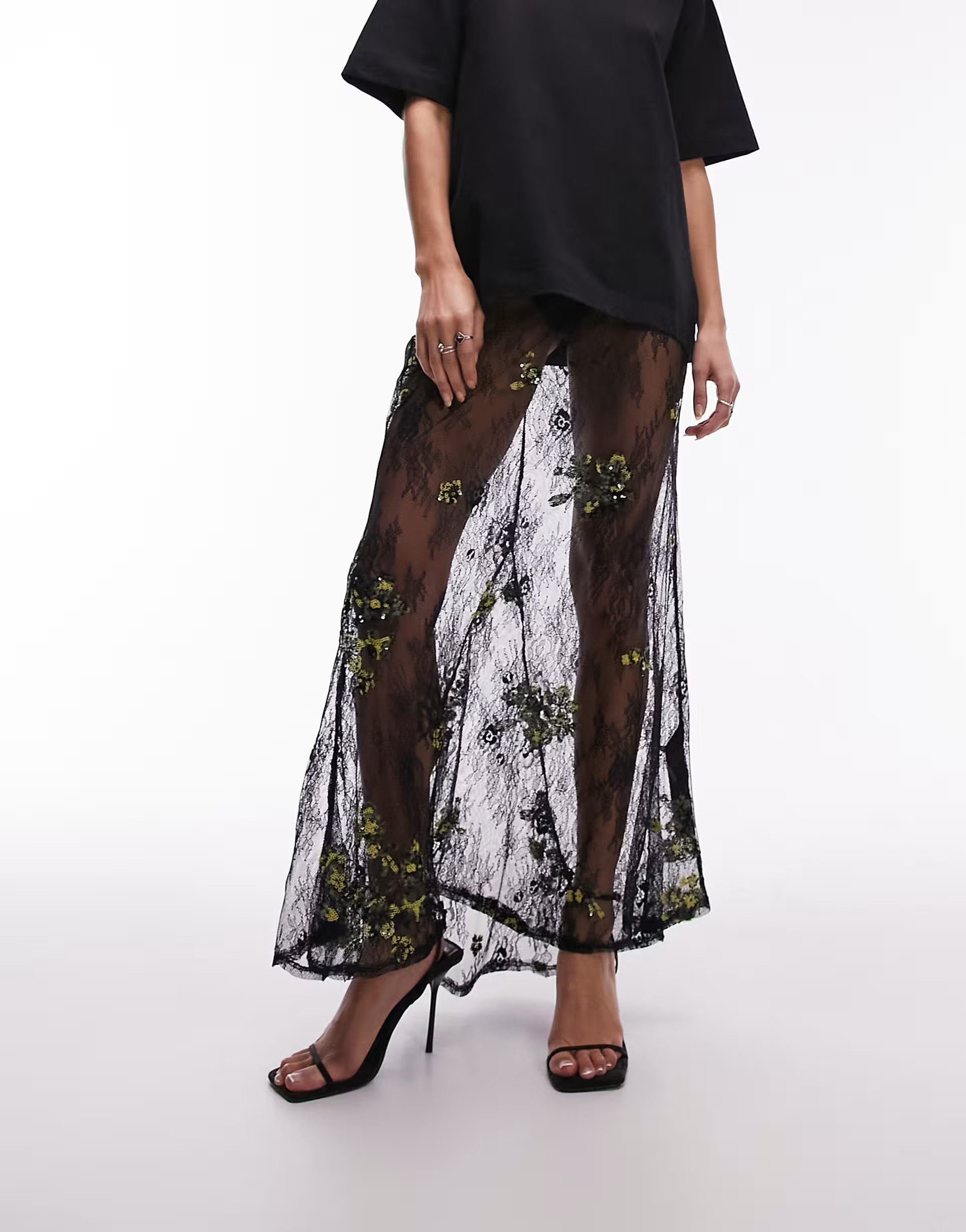 Topshop embellished lace maxi skirt in black - part of a set | ASOS (Global)