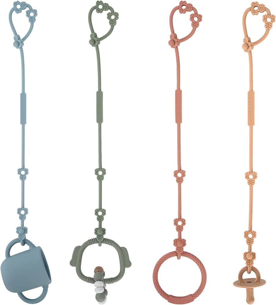 Toy Safety Straps, Silicone Pacifier Clips, Adjustable Stretchable Sippy Cup Straps for Strollers... | Amazon (US)