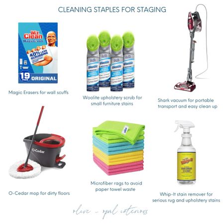 Here are the top cleaning staples we take to every staging project to clean floors, upholstery, walls and beyond.

#LTKMostLoved #LTKfindsunder50 #LTKhome