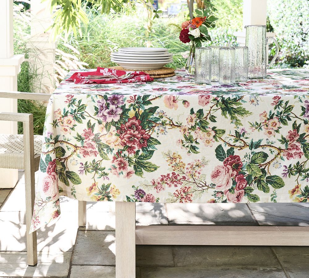 Garden Floral Cotton/Linen Tablecloth | Pottery Barn (US)