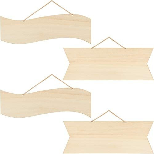 Christmas Unfinished Hanging Wood Sign Blank Hanging Decorative Wood Plaque Wooden Slices Banners wi | Amazon (US)