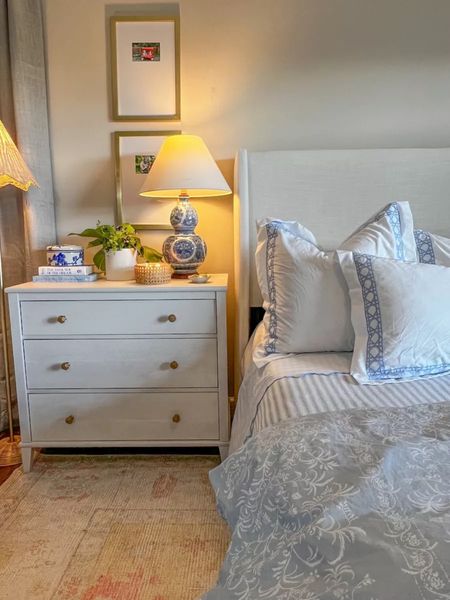Nightstand and bedroom decor. Blue and white home decor, coastal home, blue and white bedroom, bedroom rug, primary bedroom inspiration

#LTKhome #LTKfamily #LTKsalealert