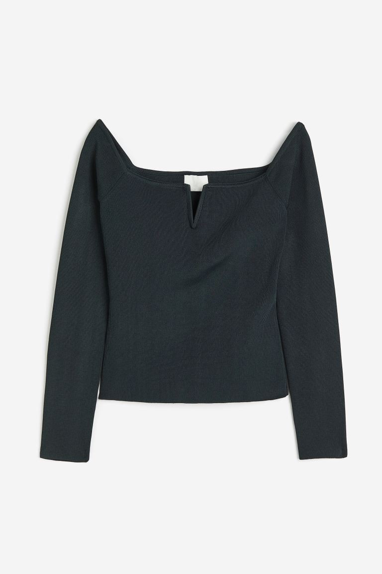 Rib-knit off-the-shoulder top | H&M (UK, MY, IN, SG, PH, TW, HK)