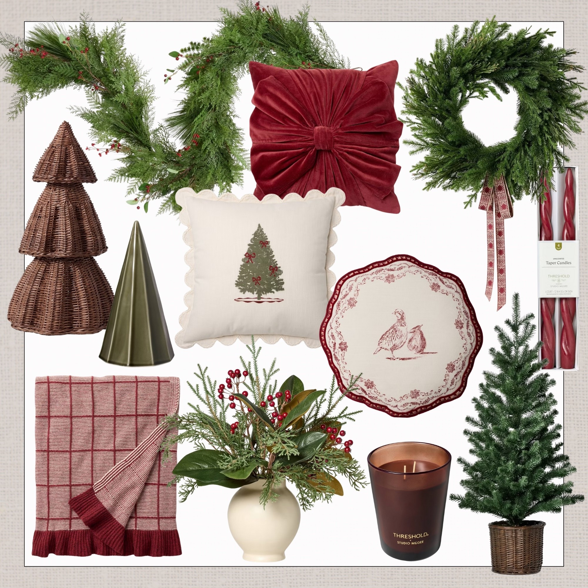 Target Christmas decor, target Studio McGee and threshold collab, red and green, throw blankets, trees, throw pillows, candles, table top decor, wreaths, taper candles 

#LTKHome #LTKHoliday #LTKSeasonal