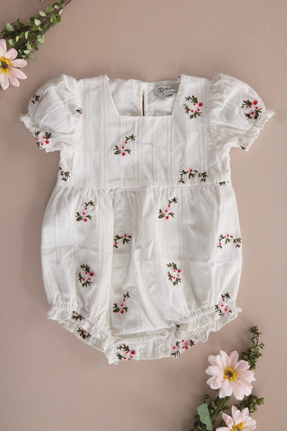 Baby Jessie Romper in Ditsy Embroidery | Ivy City Co