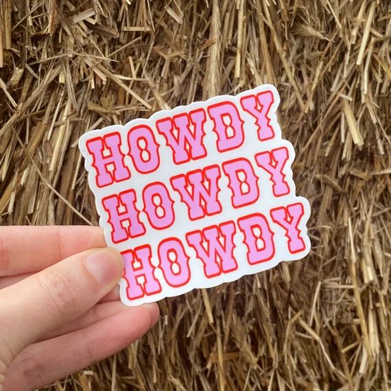 Pink Howdy Weatherproof Sticker  Perfect for Laptops | Etsy | Etsy (US)