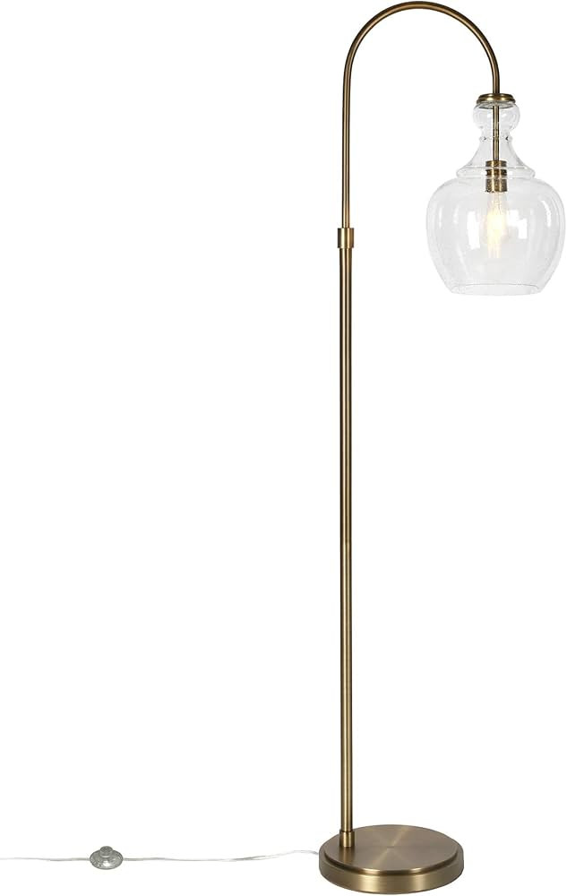 Henn&Hart Arc Floor Lamp with Glass Shade in Brass/Seeded, Floor Lamp for Home Office, Bedroom, L... | Amazon (US)