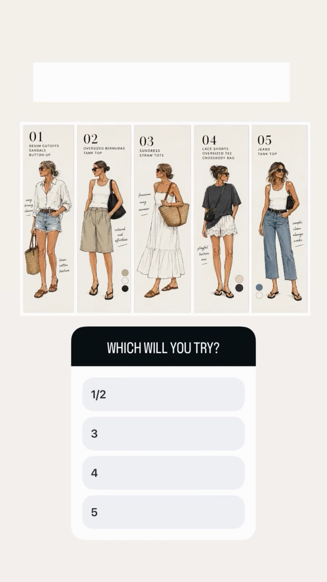 Your outfits for the week: