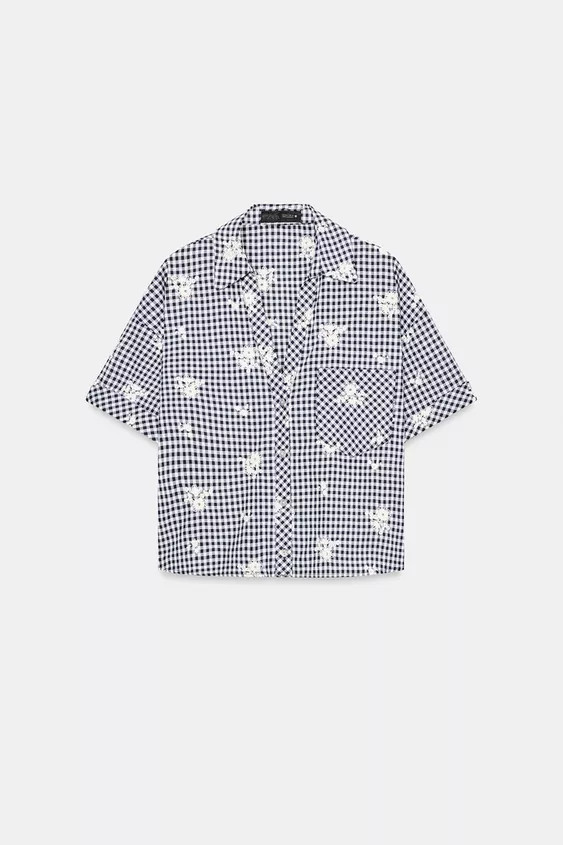 EMBROIDERED PLAID SHIRT | Zara US
