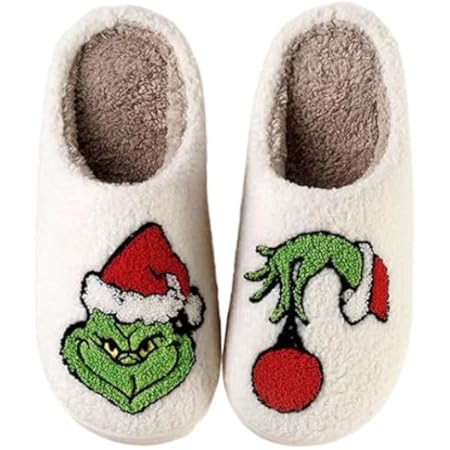 Qubuwalk Cute Cartoon Christmas Slippers Santa Reindeer Slippers Soft Plush Fuzzy Slippers Warm Cozy | Amazon (US)