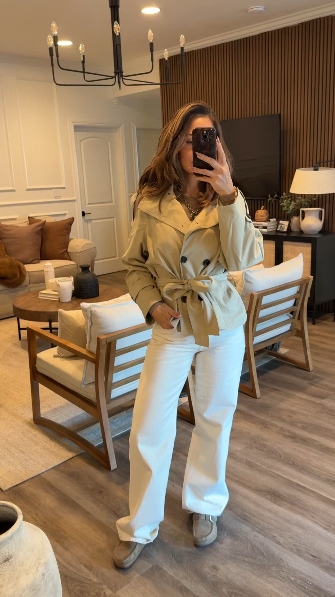 Fall wardrobe essential 🍂 This belted beige trench coat is the perfect layering piece with wide-leg jeans and neutral sneakers. A classic, chic outfit you can wear for everyday style or travel. Wearing medium 


fall trench coat outfit, beige trench coat, neutral fall outfit, wide leg jeans outfit, chic everyday style, classic fall look

#LTKOver40 #LTKSeasonal #LTKU