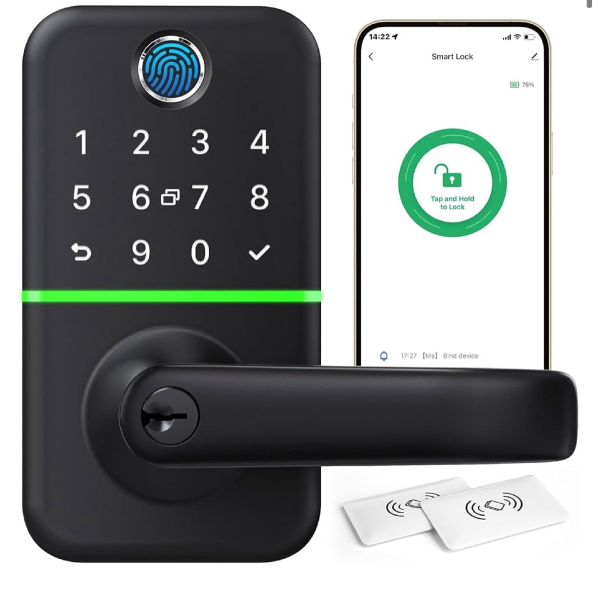 Keypad Smart Door Lock with Handle: Kucacci Keyless Entry Digtal Fingerprint IP66 Waterproof Wi-Fi Smart Door Lever Deadbolt Alternative for Front Door

#LTKFindsUnder100 #LTKHome