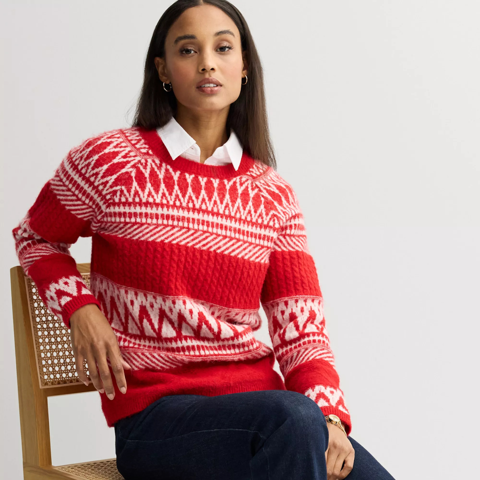 Women's Croft & Barrow® Cozy Fair Isle Cable Sweater | Kohl's