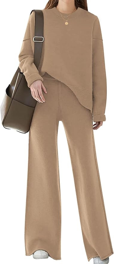 ETCYY NEW Womens Elegant Lounge Sets Knitted Sweatsuit Sets 2 Piece Outfits with Sweater Tops and... | Amazon (US)