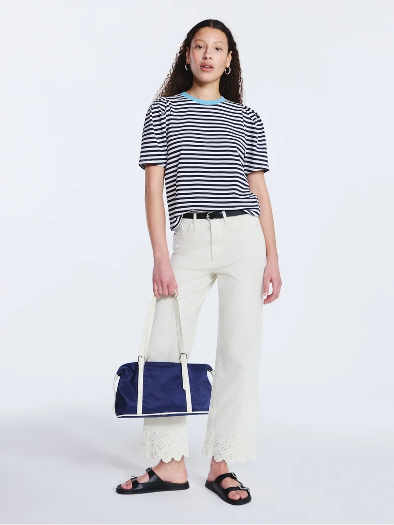 Free Assembly Women's and Women's Plus Crewneck Tee with Puff Sleeves, XS-4X | Walmart (US)