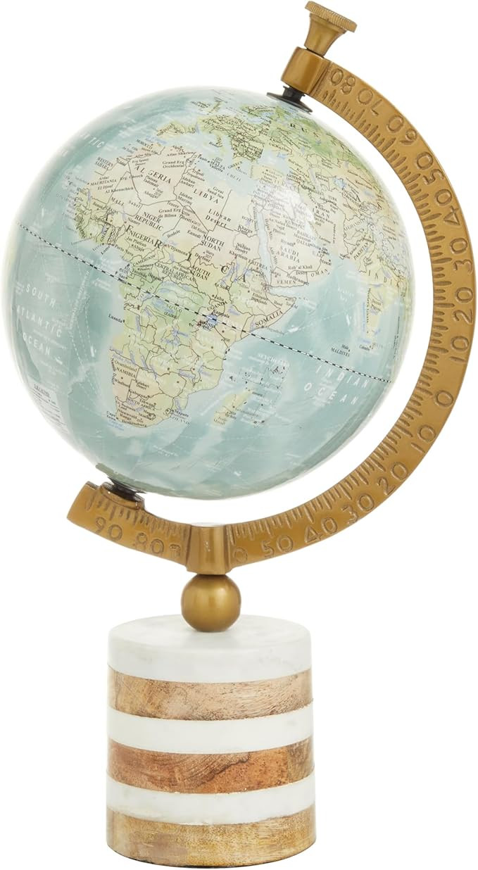Deco 79 Eclectic PVC, Wood, Metal and Marble Globe, CONVENIENTLY SIZED, Blue, Green, White, Bronz... | Amazon (US)