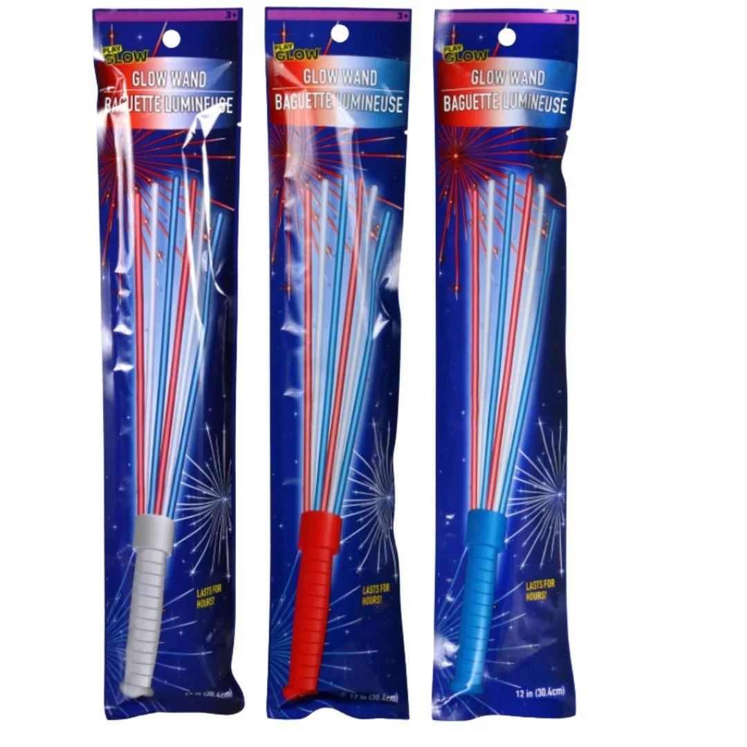 Play Glow Patriotic 6-Stick Glow Wands with Plastic Handles, 12 in. Magic Wand Birthday Wedding 4... | Walmart (US)