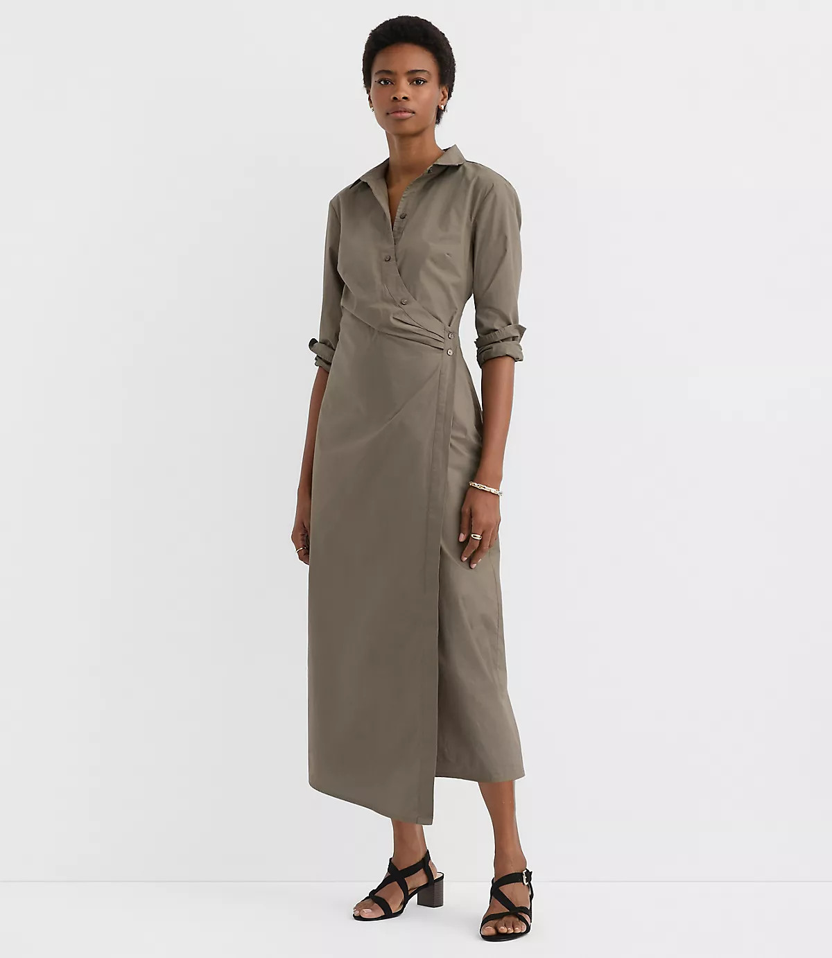 Poplin Twist Midi Shirtdress | LOFT