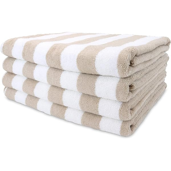Arkwright Striped Beach Towels (30x60, 4 Pack) - 100% Cotton Perfect Pool Towels, Bath Towels (Beige | Amazon (US)