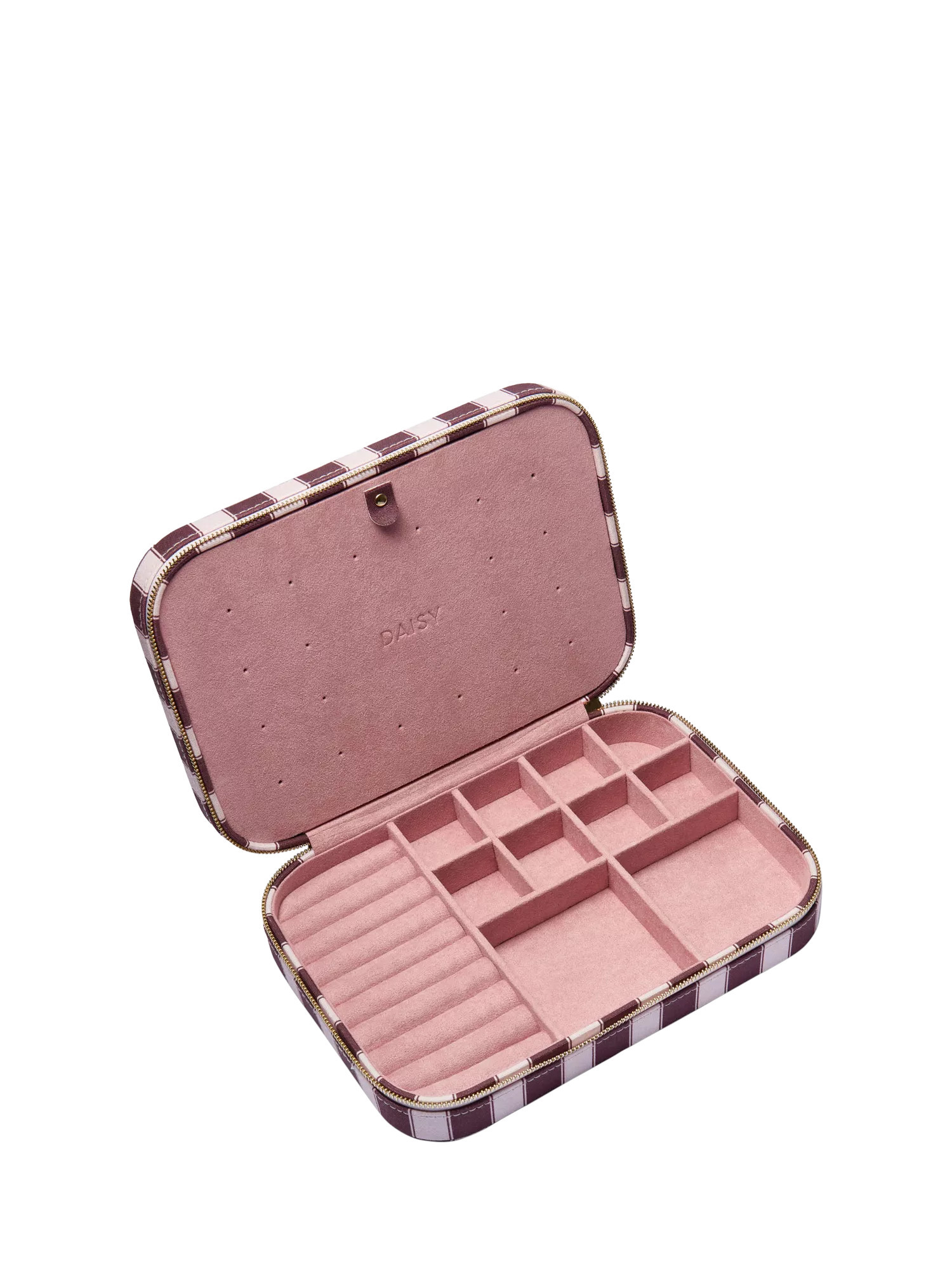 Daisy London Polly Newman Mulberry Striped Jewellery Case, Pink | John Lewis (UK)