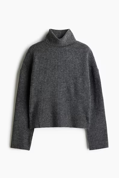 H & M - Oversized Turtleneck Sweater - Gray | H&M (US + CA)