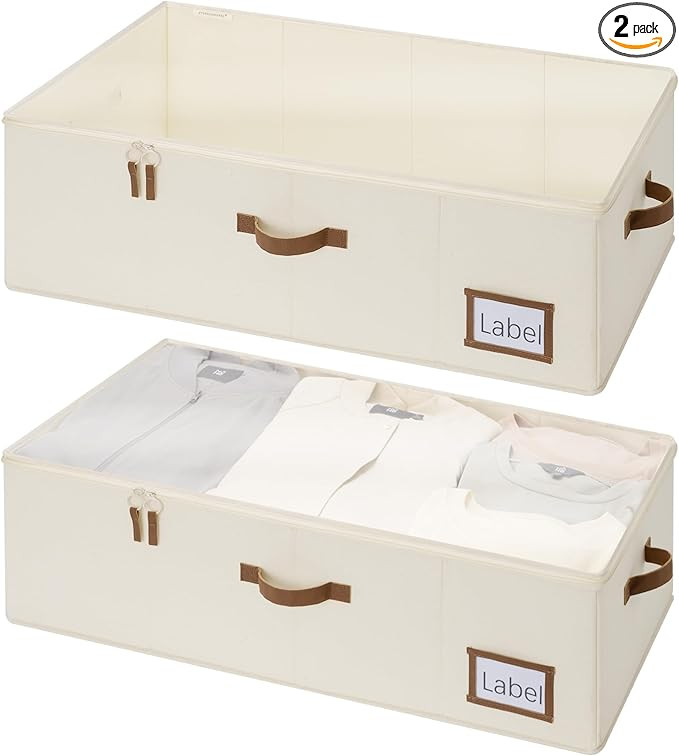 StorageWorks Under Bed Storage Bins, 10'' Underbed Storage Containers with Lid, 77L Clothes Organ... | Amazon (US)