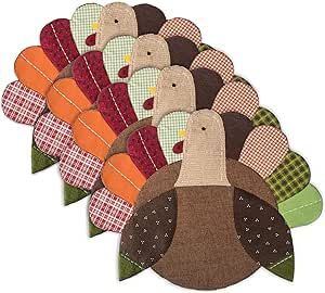 DII Fall Table Decorations Indoor Décor, Thanksgiving, Placemat Set, 14x19, Embroidered Turkey, ... | Amazon (US)