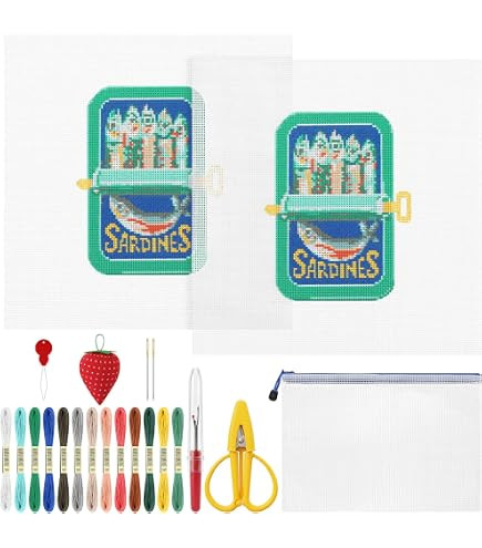 MEYAGO 5PCS Self Finishing Needlepoint Key Fob Kit, PU Leather DIY Needlepoint Keychain Blanks, S... | Amazon (US)